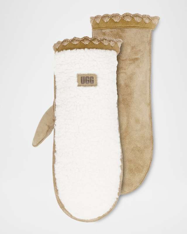 Uggfluff Leather Scalloped Mittens